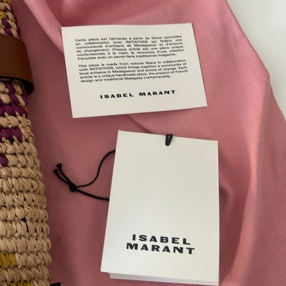 New ISABEL MARANT Bahiba Leather Trimmed Woven Raffia Tote Bag Handbag - Picture 6 of 10